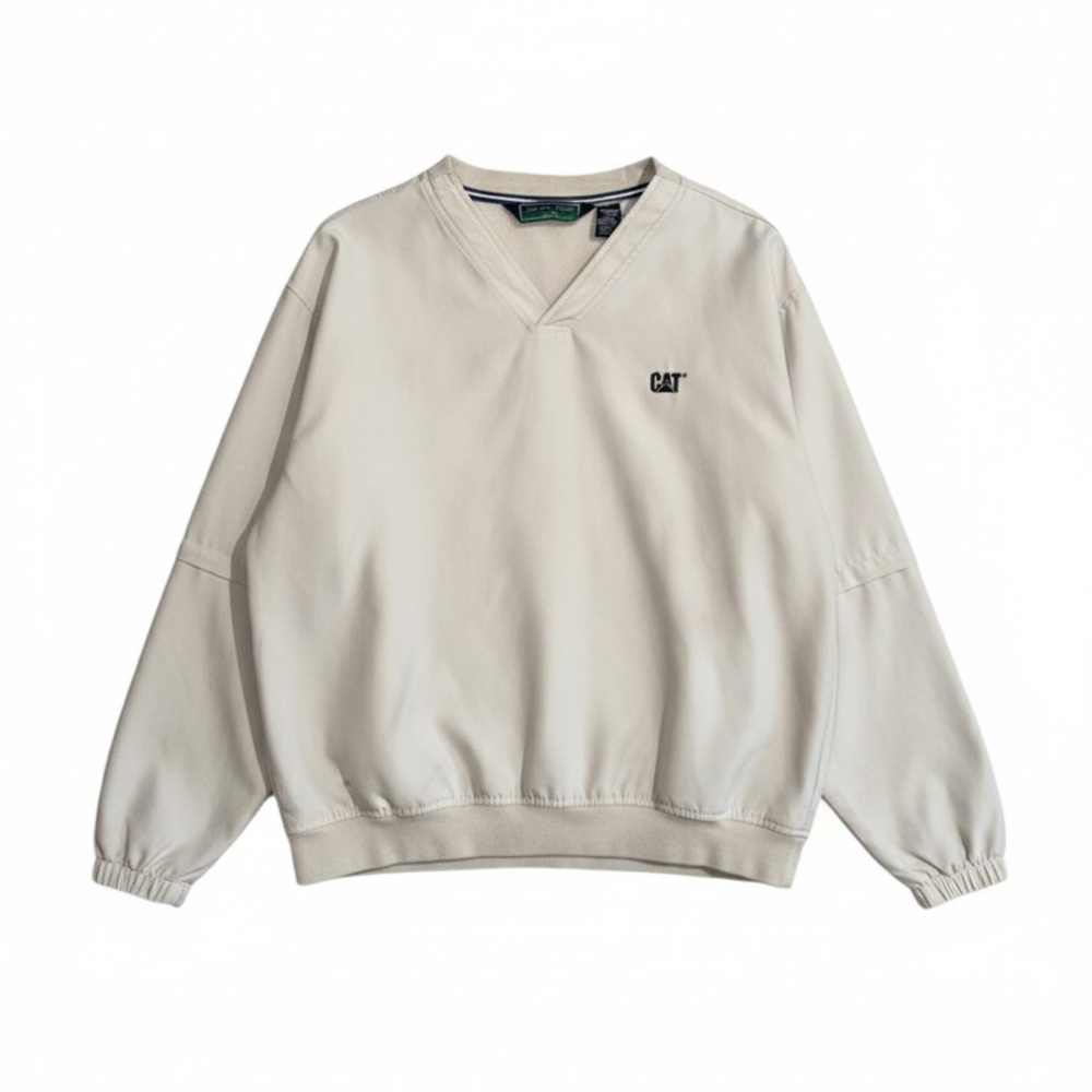 CAT Men's Cream V-Neck Sweater